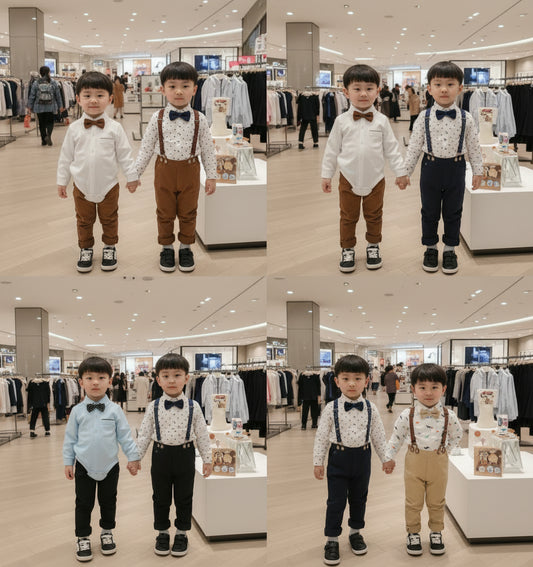 أطقم رسمية للرجال تتكون من قمصان، بدلات، سراويل، وربطات عنق.