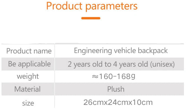 Engineering Vehicles Cartoon Kids Backpacks Bags