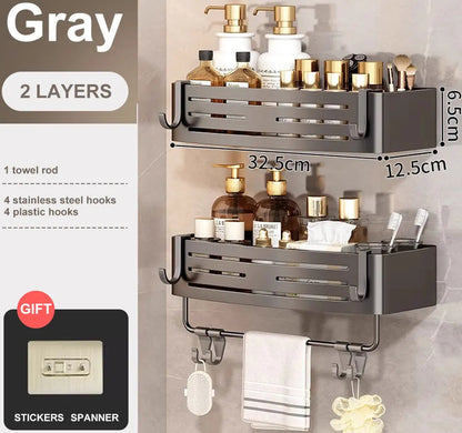 1-2PCS Bathroom Corner Shelves With Plastic Hook Towel Bars