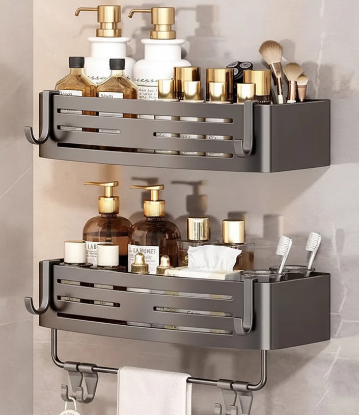 1-2PCS Bathroom Corner Shelves With Plastic Hook Towel Bars