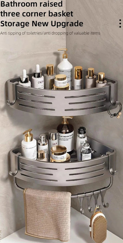 1-2PCS Bathroom Corner Shelves With Plastic Hook Towel Bars