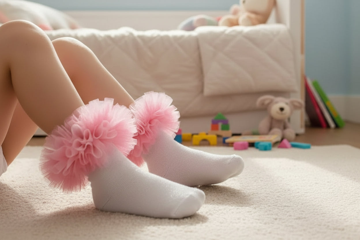1/8Prs Chaussettes de princesse duveteuses à volants