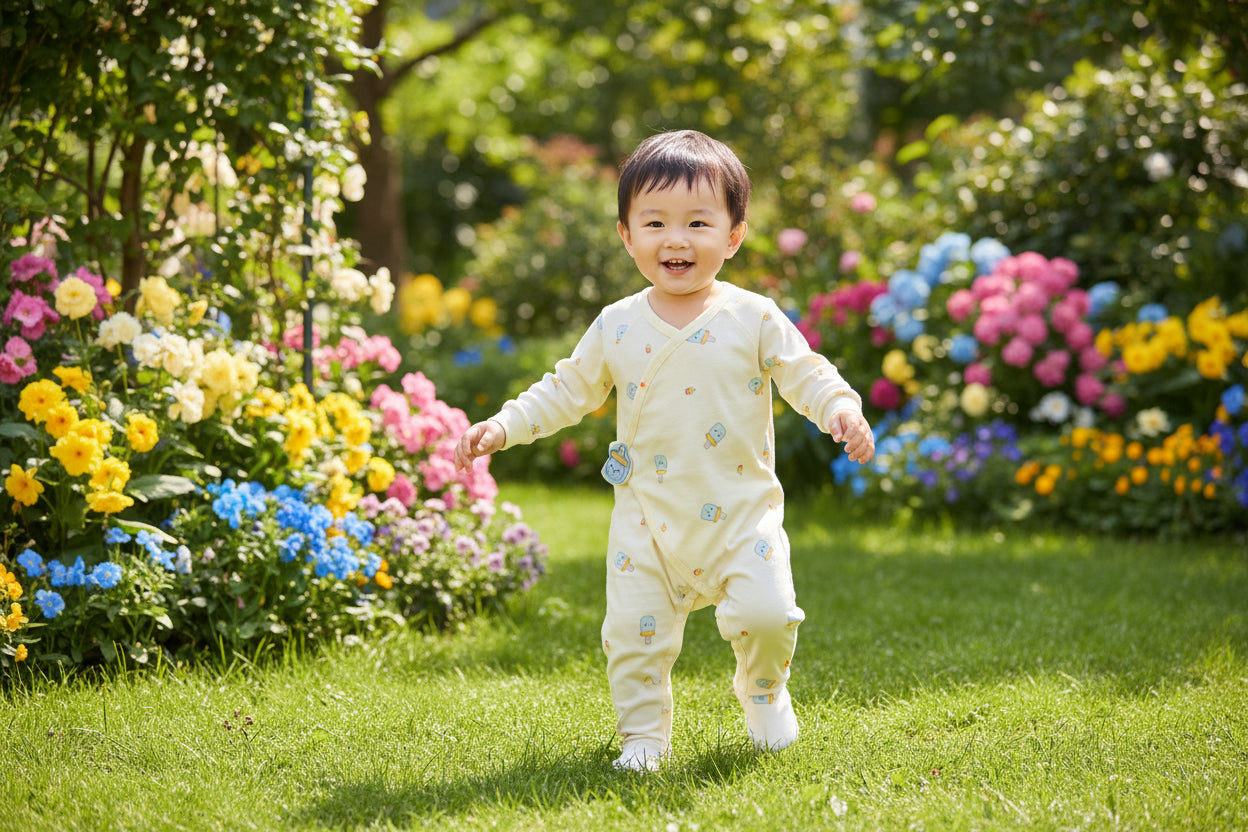 Cartoon Printed Cotton Rompers