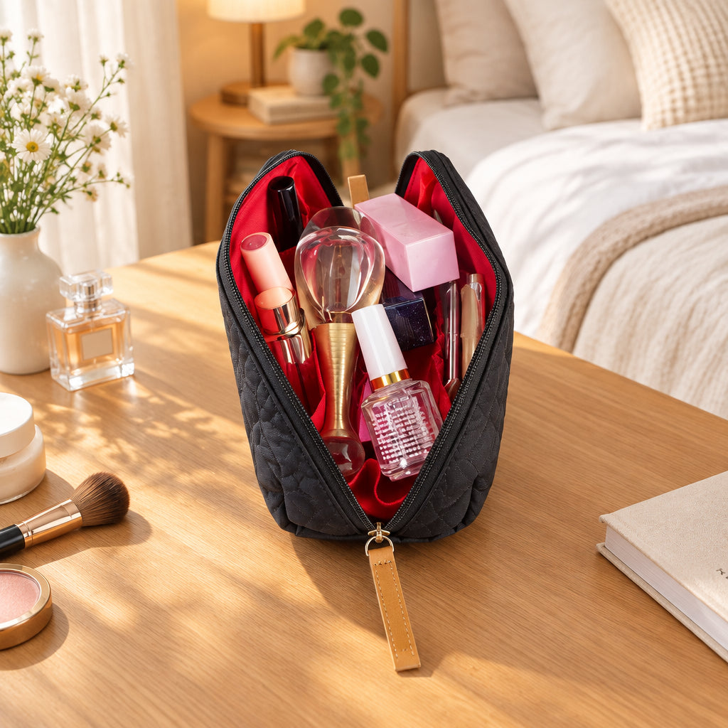 Partitioned Large Capacity Cosmetic Bags