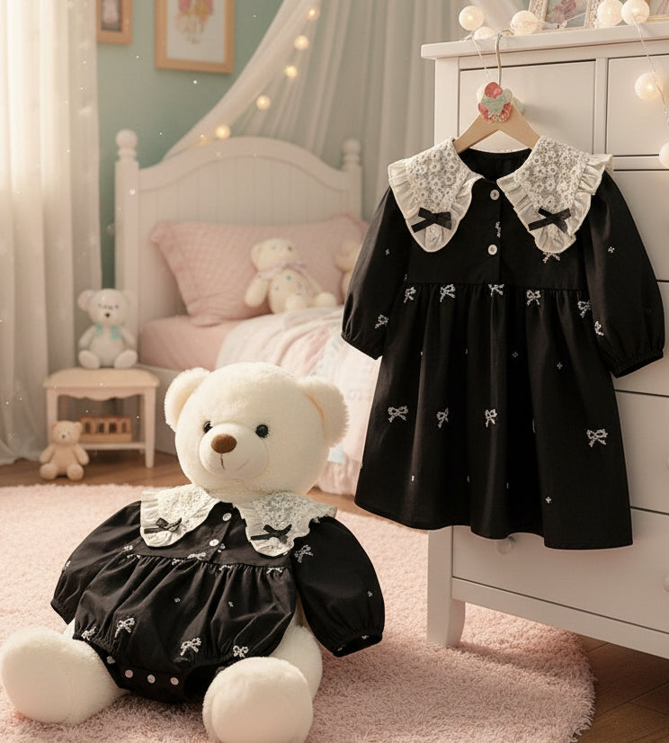 Robe/combinaison noire pour bébé fille