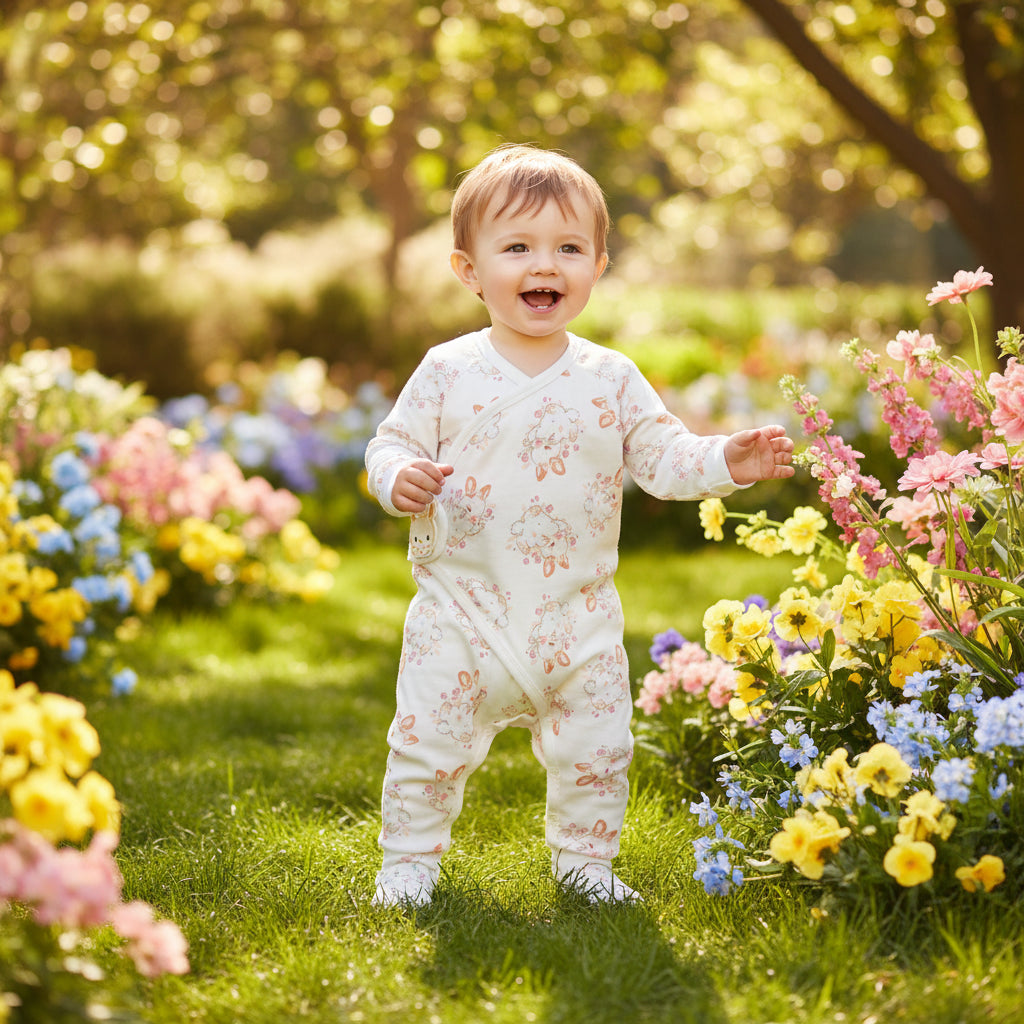 Cartoon Printed Cotton Rompers