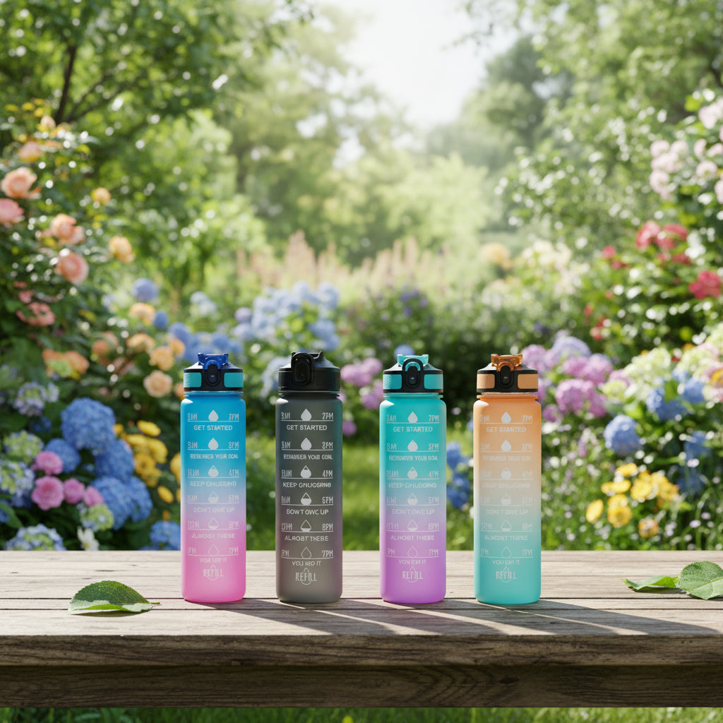 1L Water Bottles 12 Colors with Time Mark Drink