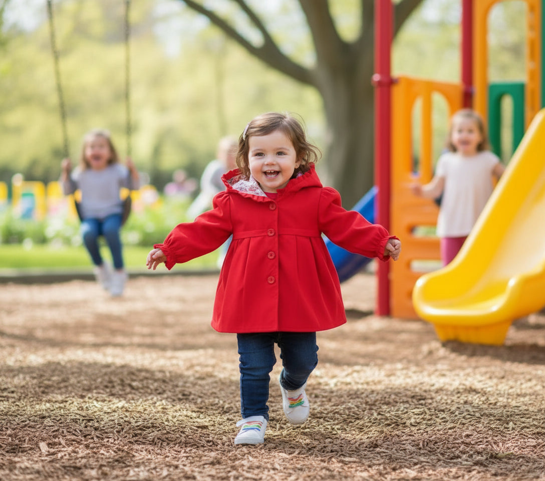 جاكيتات ملونة للبنات الصغيرات مع غطاء رأس