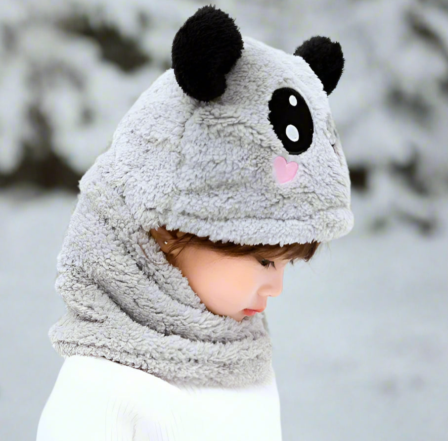 Warm Ear Protection Panda Cartoon Beanie Hats and Scaves