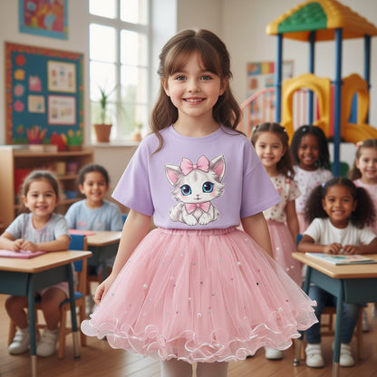 Girl Summer Cute Cartoon Sweatshirts and Skirts