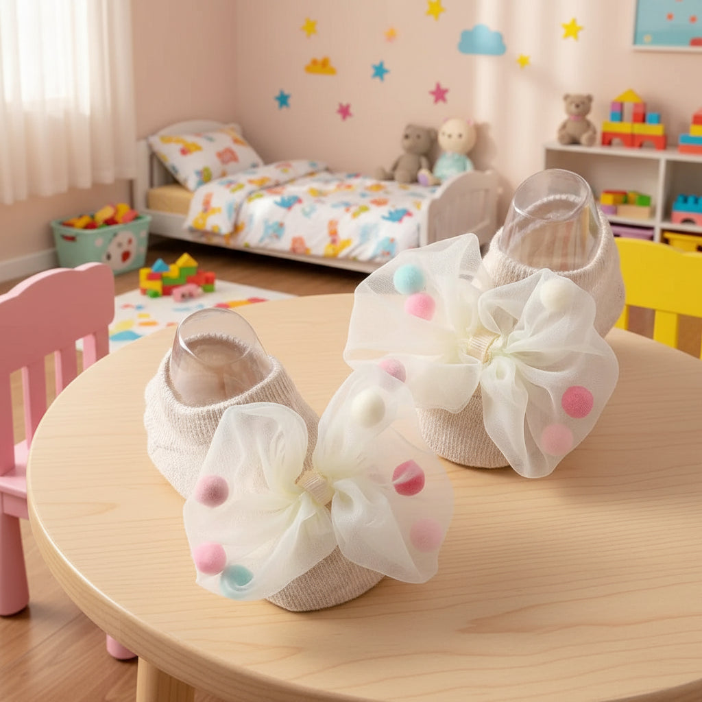 Colorful Short Socks With Butterfly Ties and Bow Knots