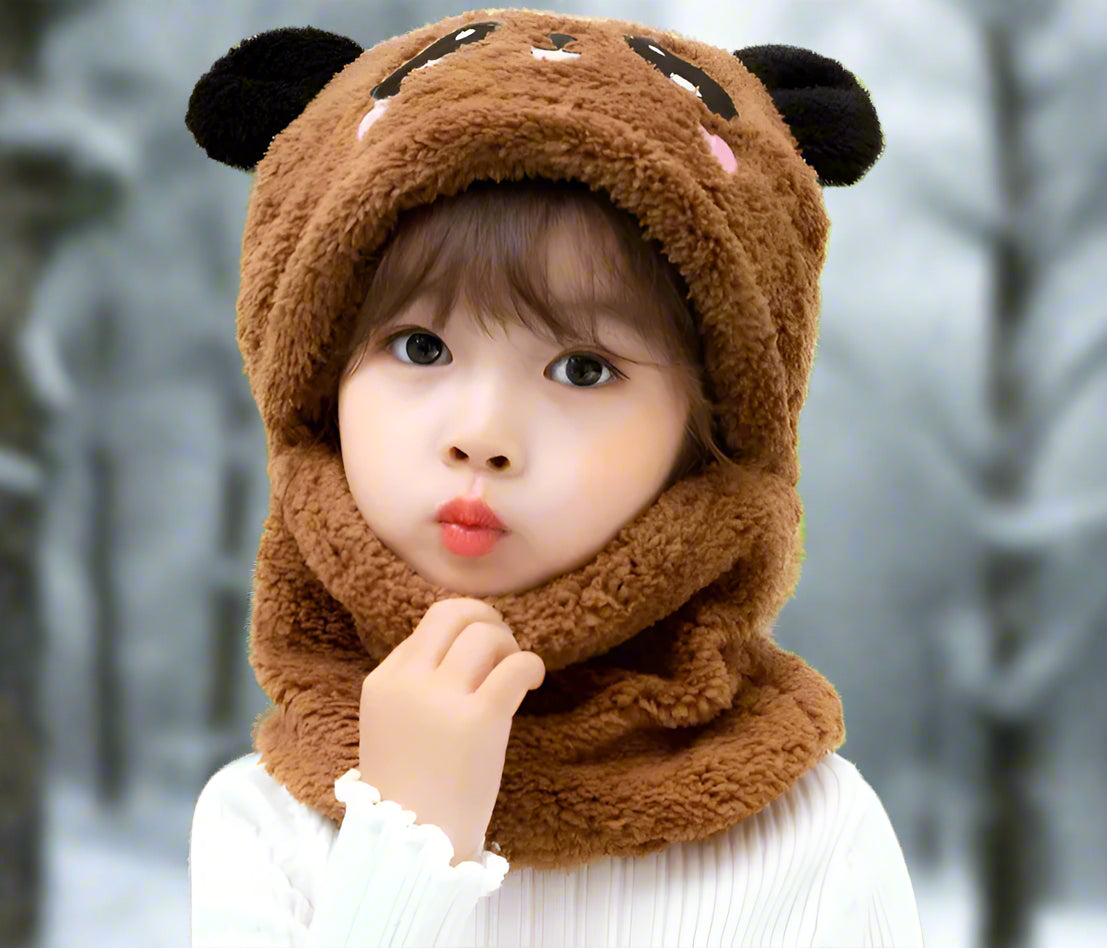Warm Ear Protection Panda Cartoon Beanie Hats and Scaves