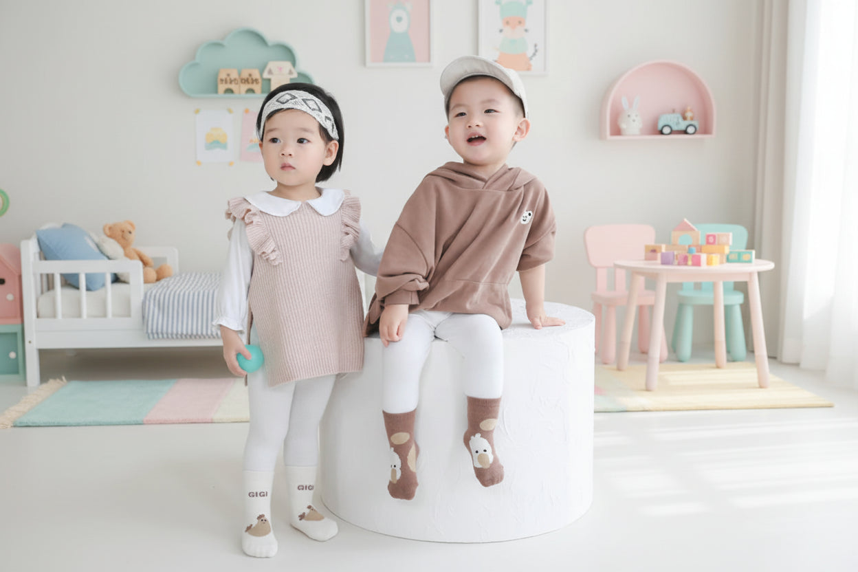 5Prs Mid-Tube Cool Animals Socks With Grips