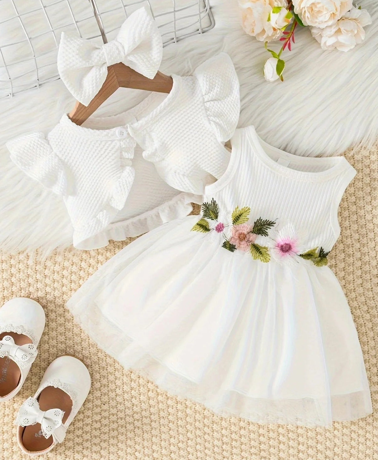 Robes de bébé à fleurs + Vestes + Accessoires pour cheveux