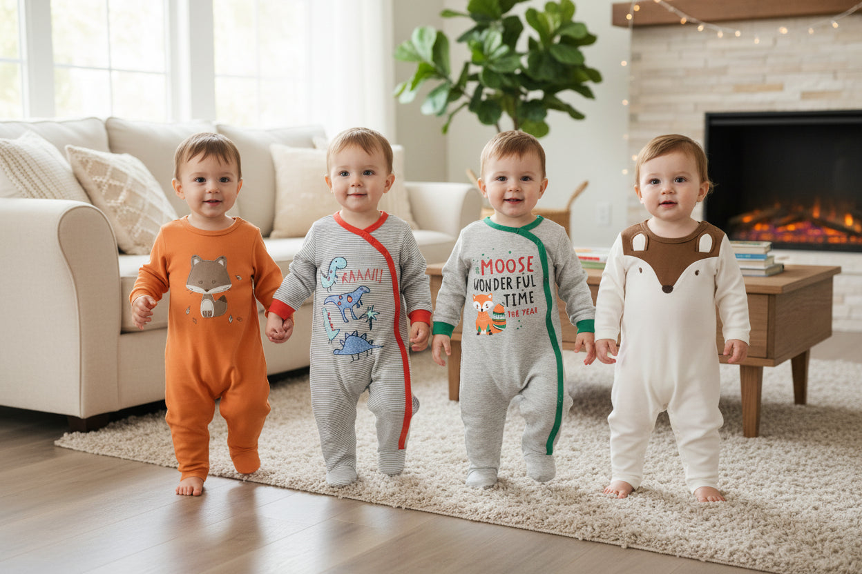 3 or 4 Pieces Unisex Cute Cartoons Bodysuits