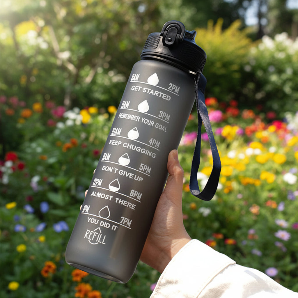 1L Water Bottles 12 Colors with Time Mark Drink
