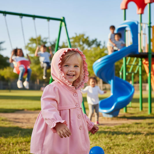 جاكيتات ملونة للبنات الصغيرات مع غطاء رأس