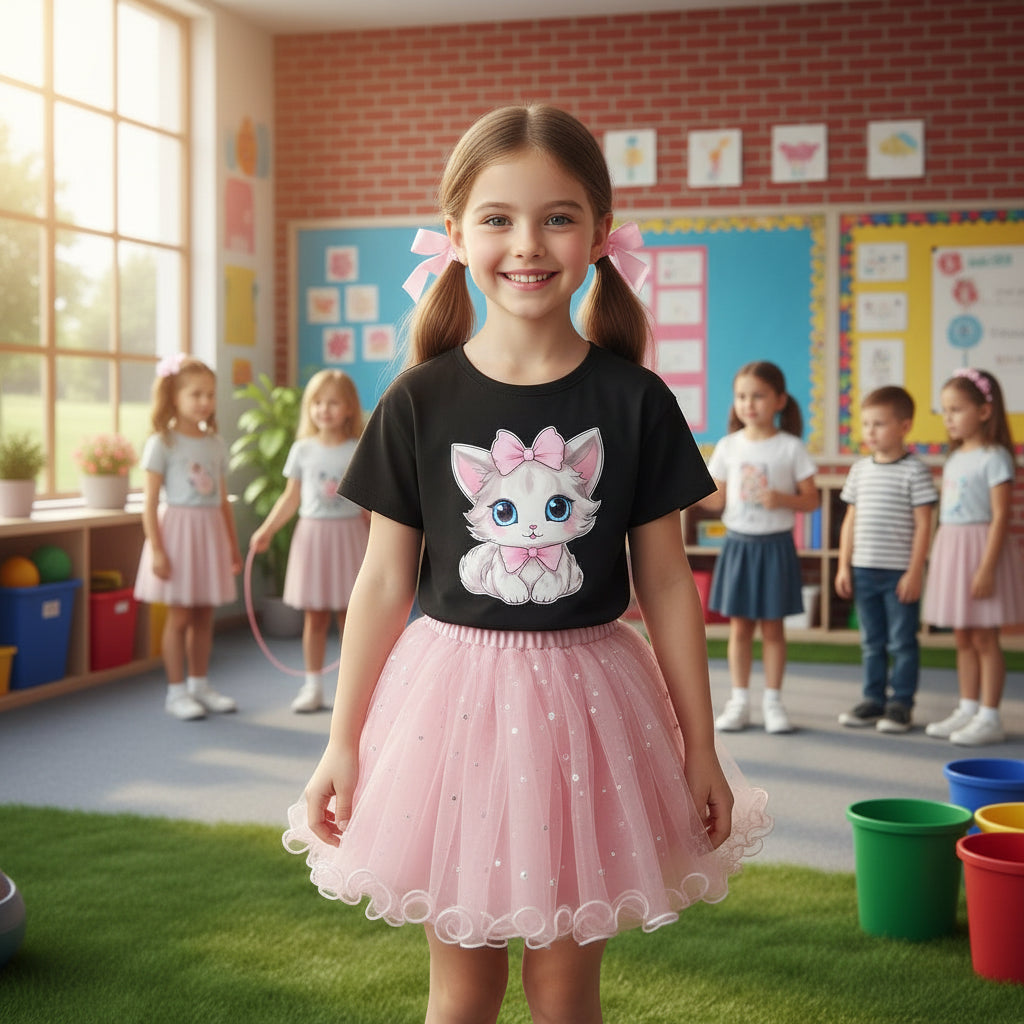 Girl Summer Cute Cartoon Sweatshirts and Skirts