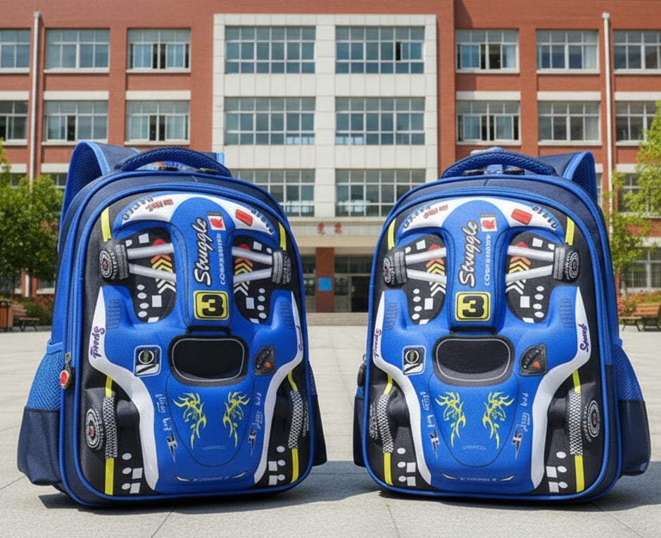 Racer 3D Cars Lightweight Backpacks Bags