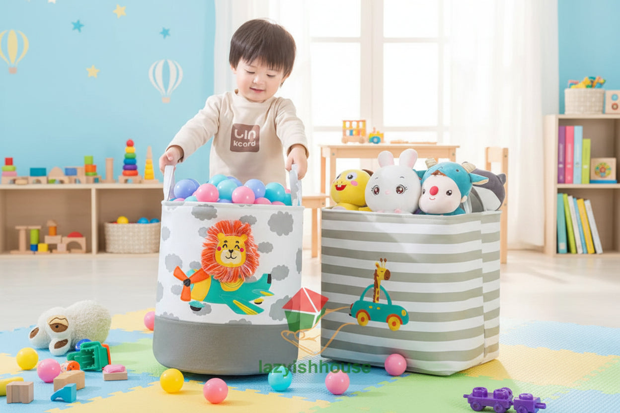 Folding Linen Storage Baskets With Handle