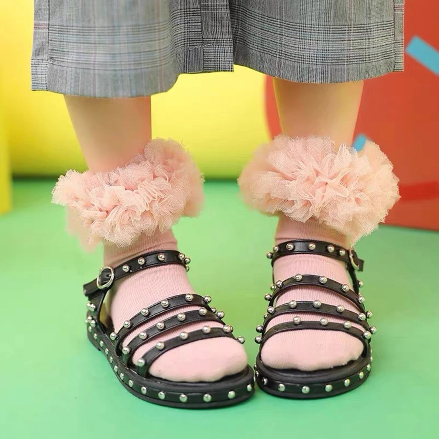 1/8Prs Chaussettes de princesse duveteuses à volants