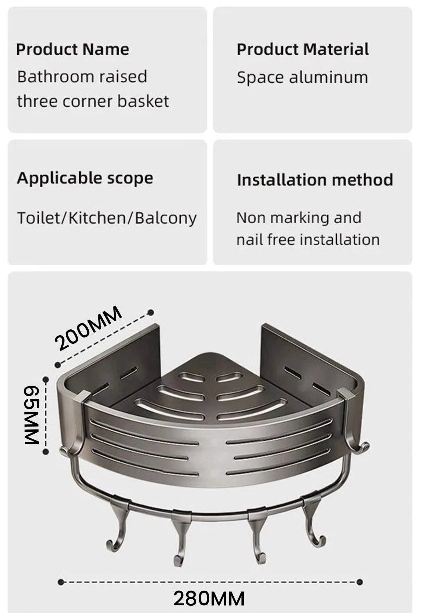 1-2PCS Bathroom Corner Shelves With Plastic Hook Towel Bars