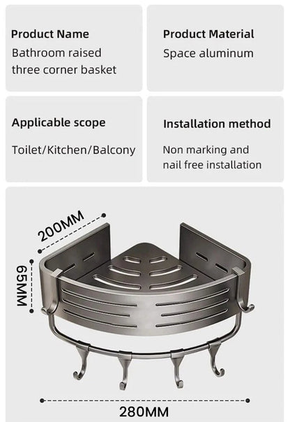 1-2PCS Bathroom Corner Shelves With Plastic Hook Towel Bars