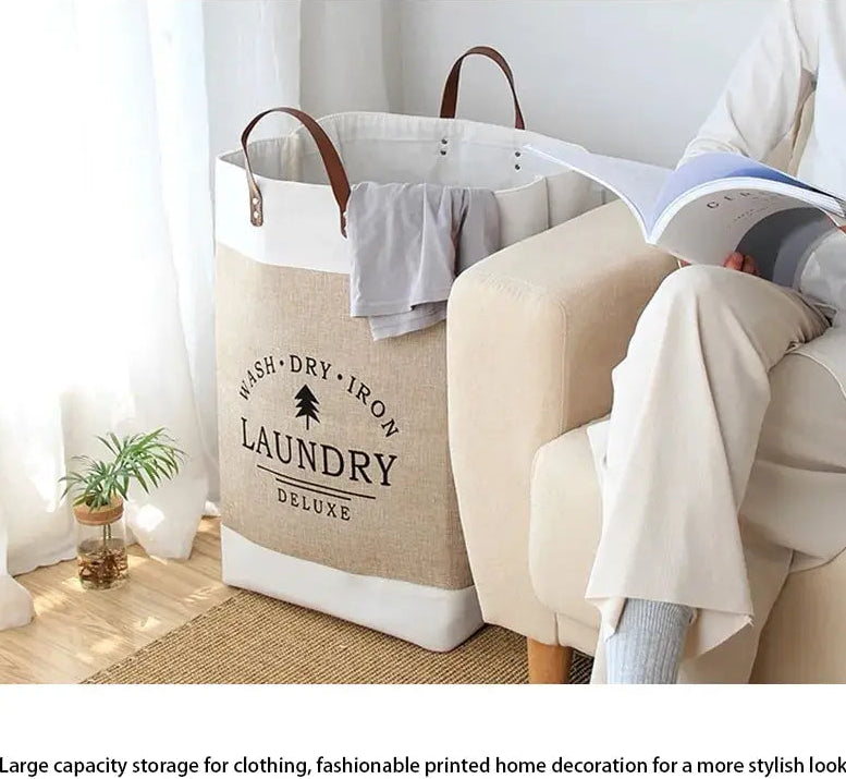 Large Capacity Beige White Laundry Baskets