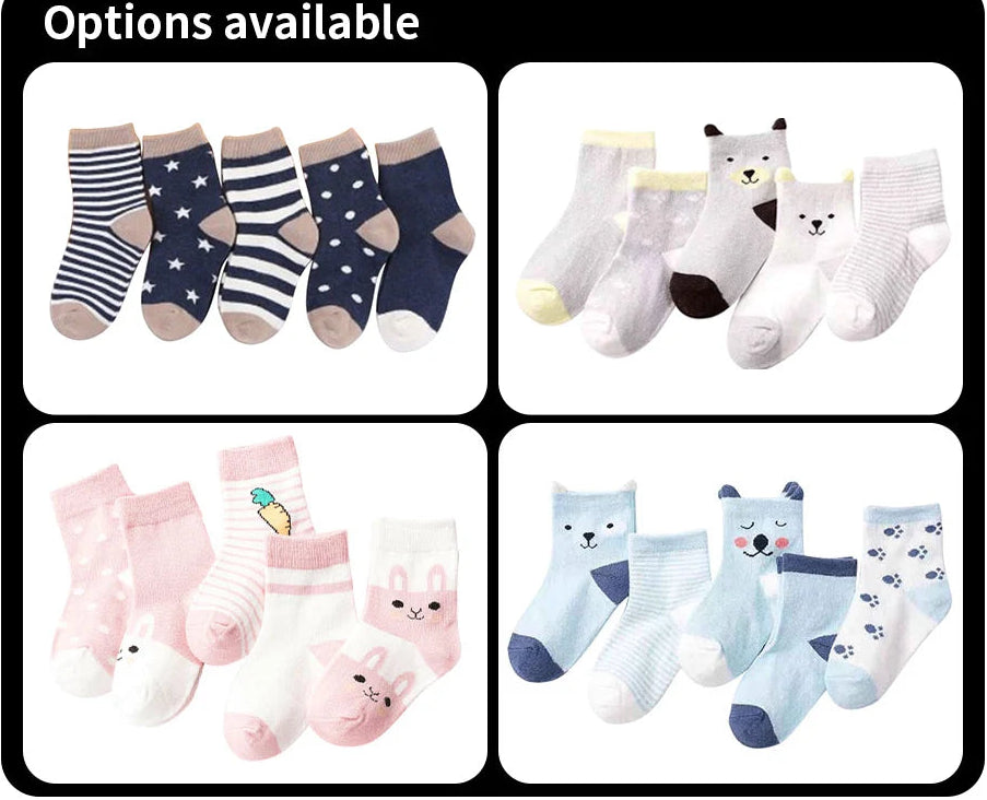 5Prs Cartoon Kids Short Socks