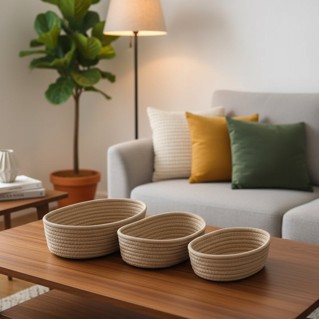 Rope Woven Organize Storage Baskets