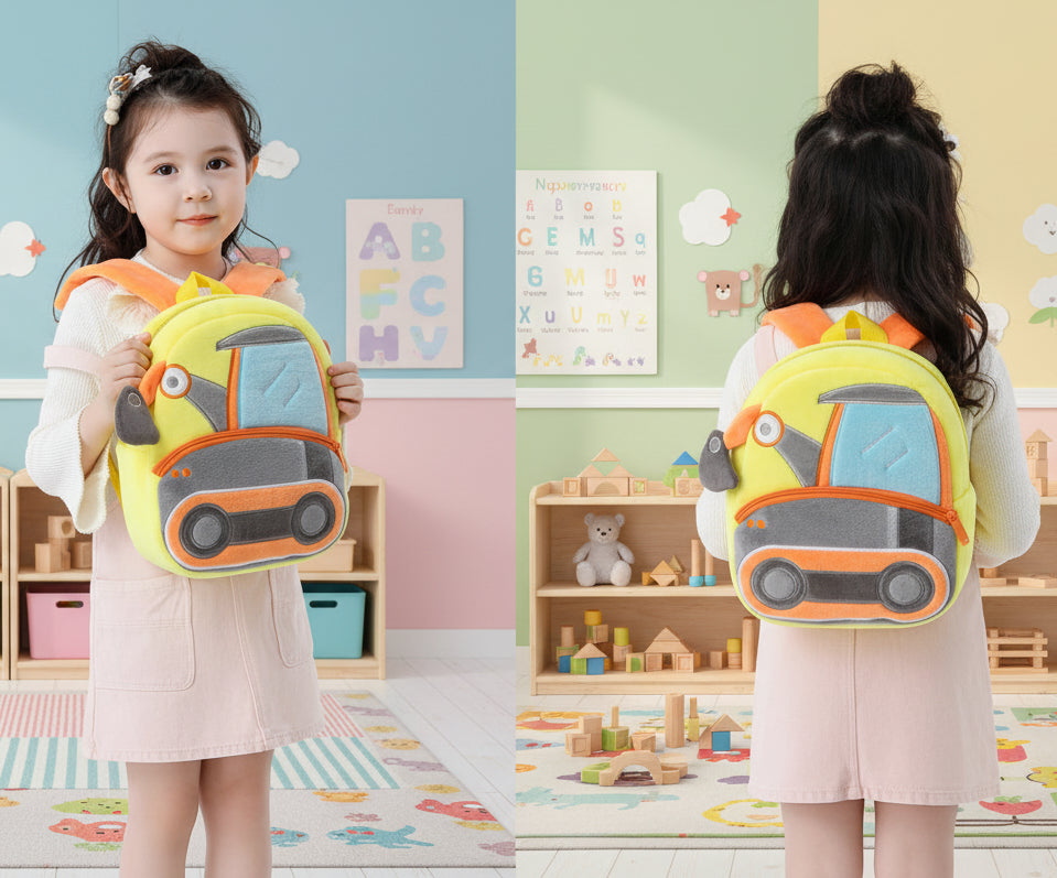 Engineering Vehicles Cartoon Kids Backpacks Bags