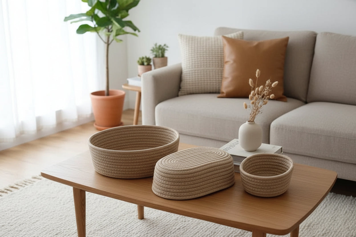 Rope Woven Organize Storage Baskets