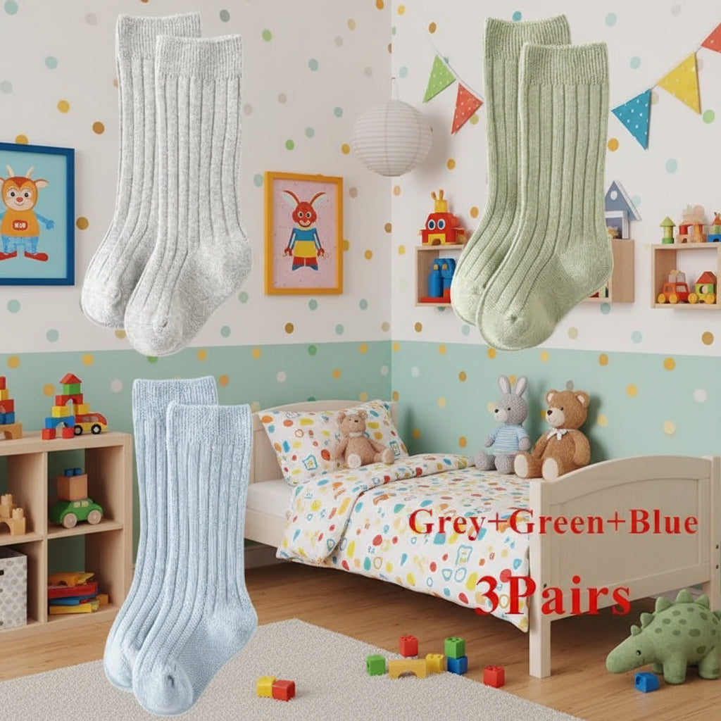 3 أزواج من الجوارب الطويلة المصنوعة من قماش ناعم