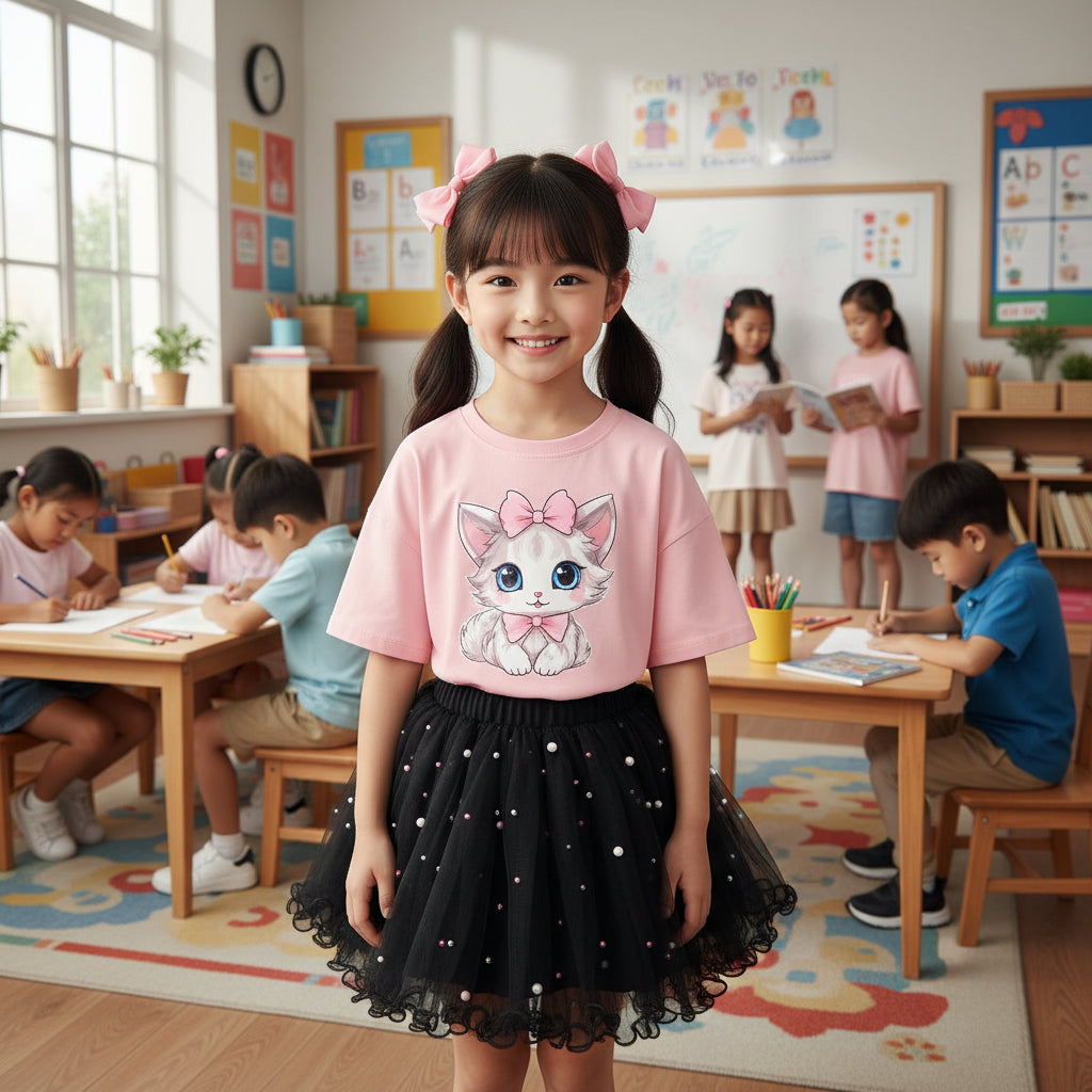 Girl Summer Cute Cartoon Sweatshirts and Skirts