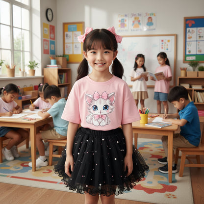 Girl Summer Cute Cartoon Sweatshirts and Skirts