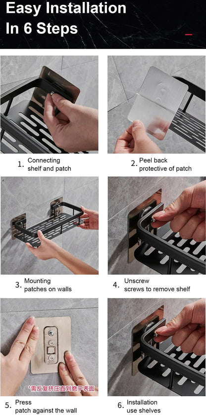 Wall Mounted No Drill Bathroom Shelves