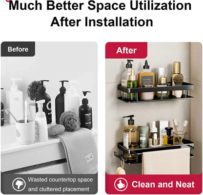 Wall Mounted No Drill Bathroom Shelves