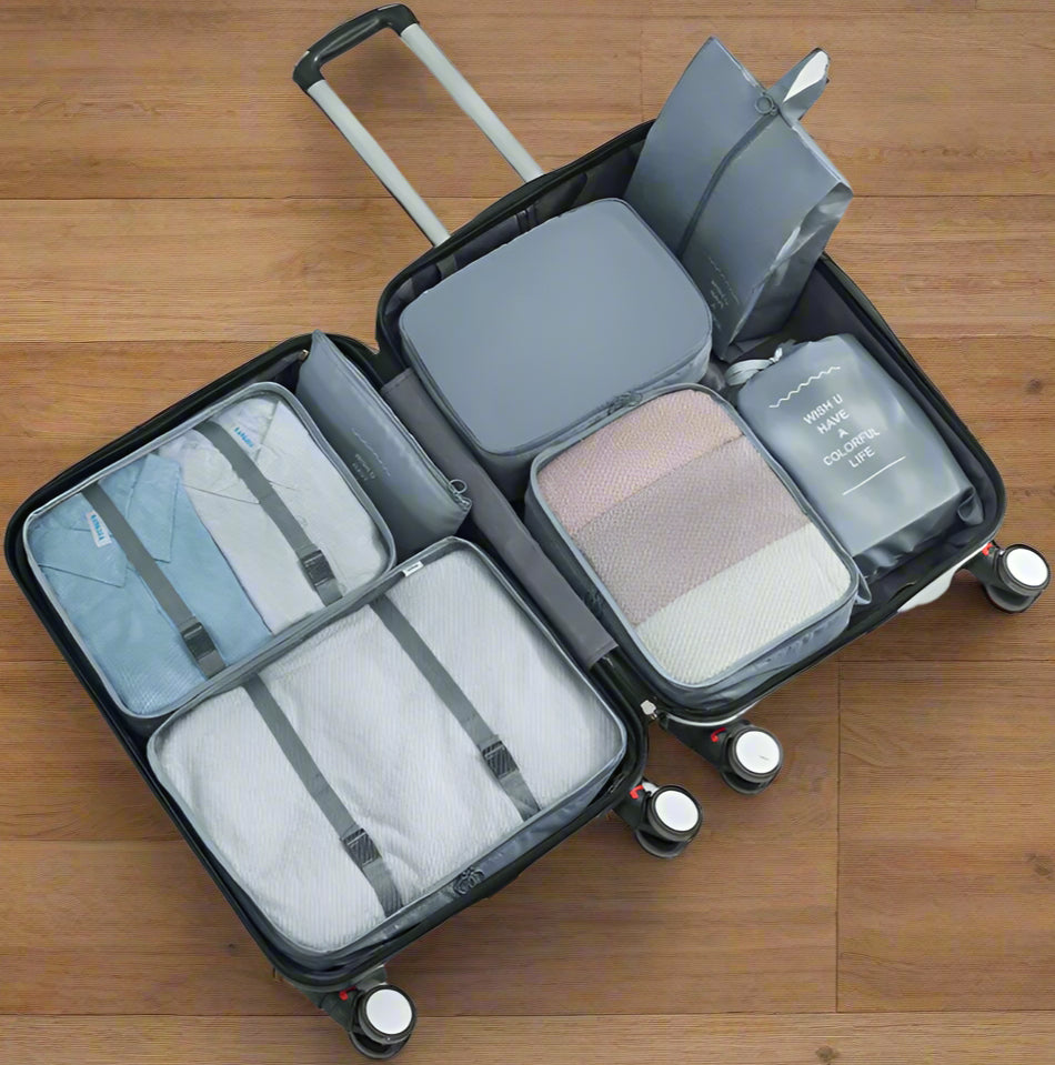 7-Pieces Set of Packing Organizers That Organize Wears/Shoes in The Luggage Bag