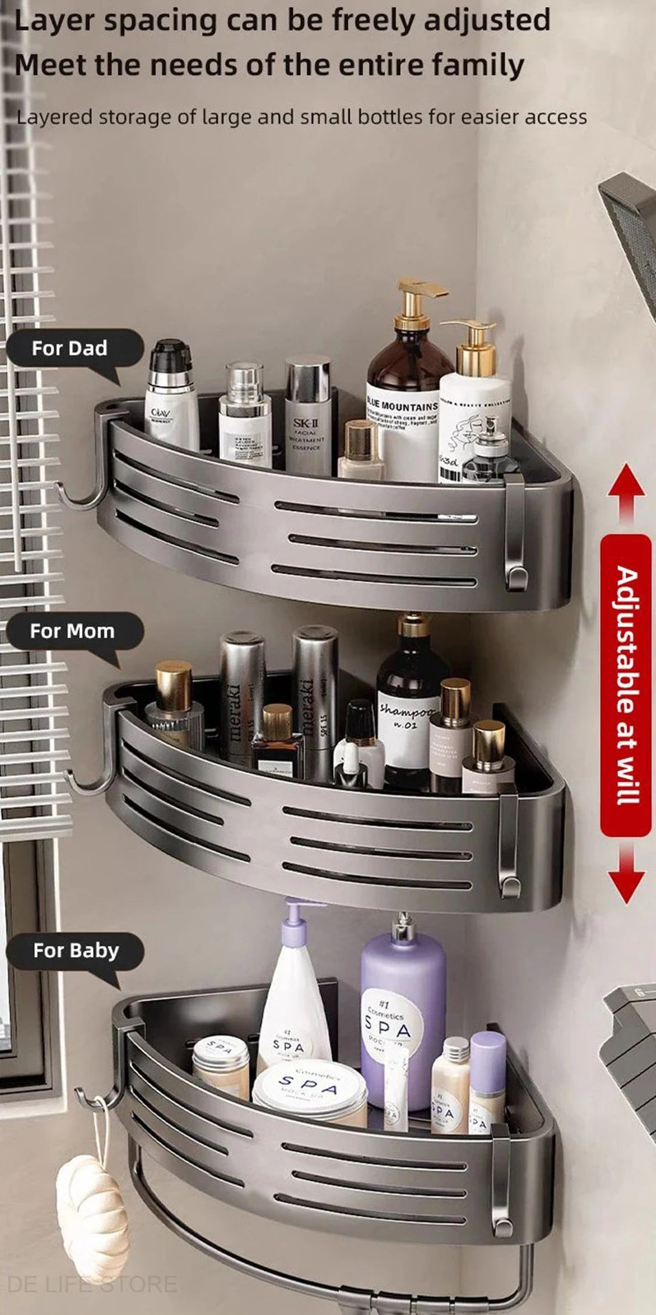1-2PCS Bathroom Corner Shelves With Plastic Hook Towel Bars