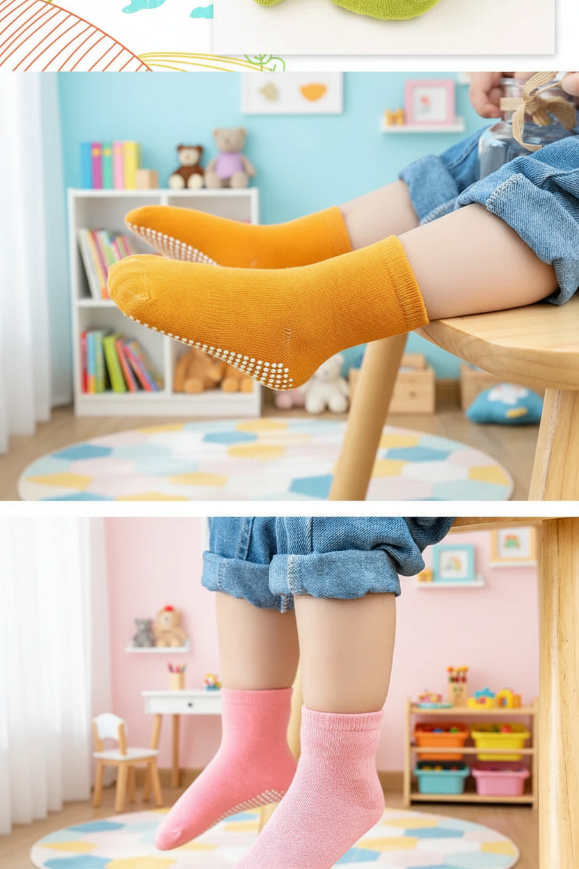 6Prs Anti-Slip Short Socks With Grips