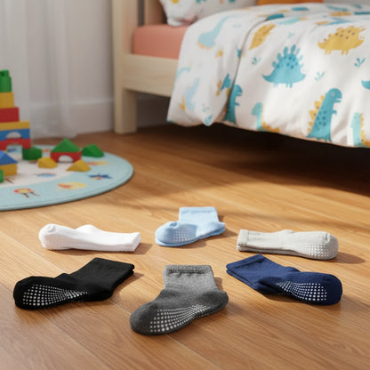 6Prs Anti-Slip Short Socks With Grips