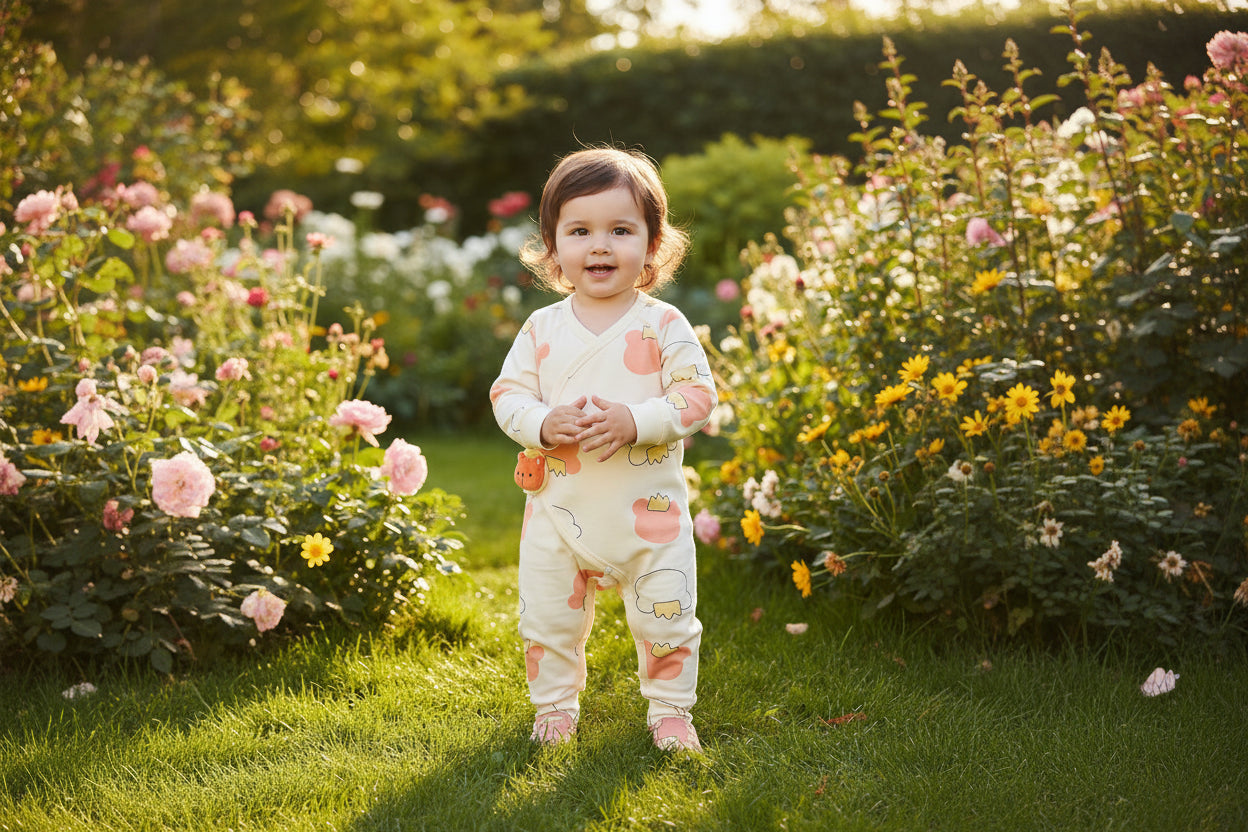 Cartoon Printed Cotton Rompers