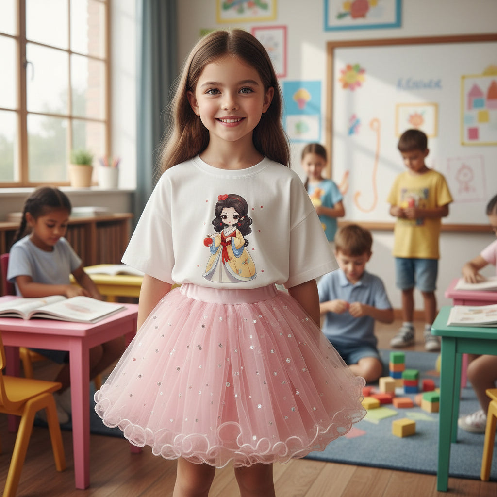 Girl Summer Cute Cartoon Sweatshirts and Skirts