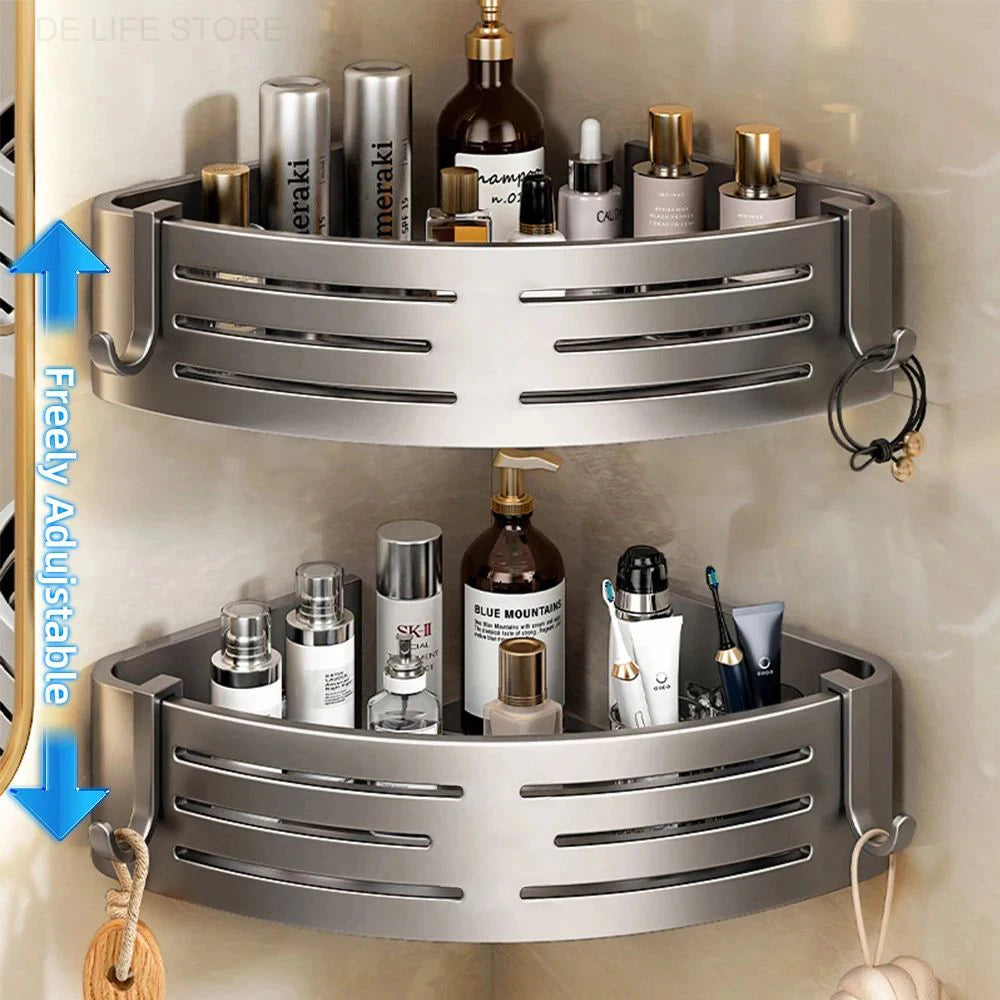 1-2PCS Bathroom Corner Shelves With Plastic Hook Towel Bars