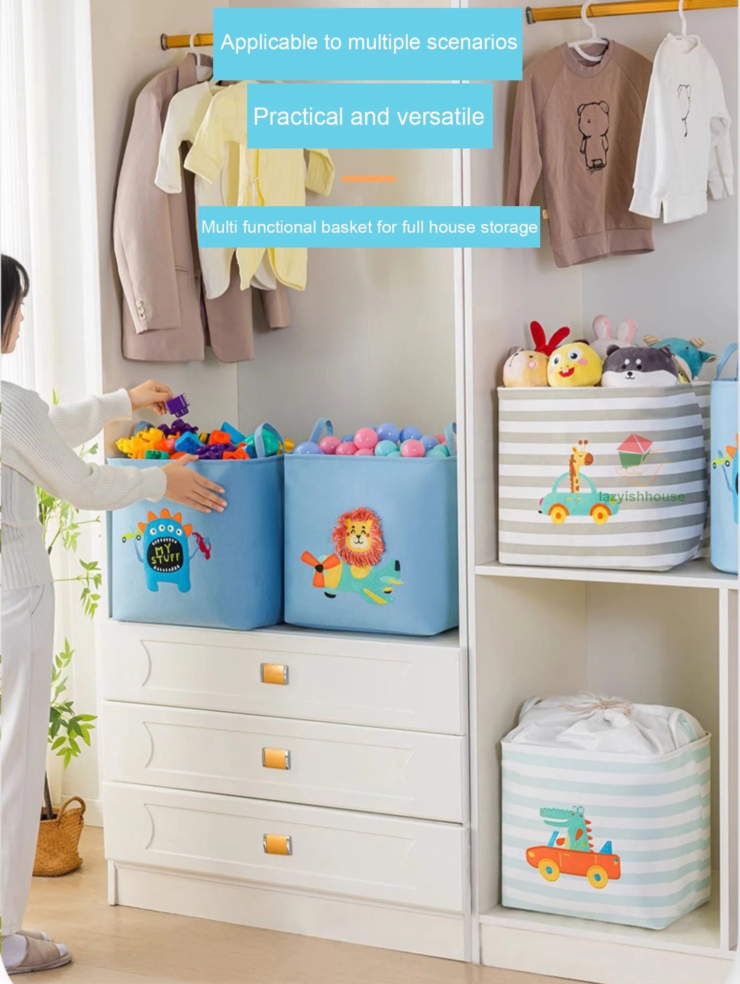 Folding Linen Storage Baskets With Handle