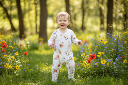 Cartoon Printed Cotton Rompers