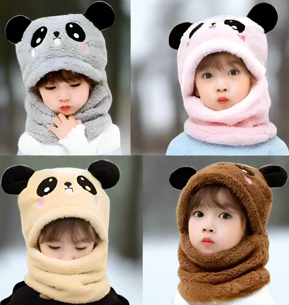 Warm Ear Protection Panda Cartoon Beanie Hats and Scaves