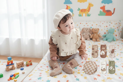 5Prs Mid-Tube Cool Animals Socks With Grips