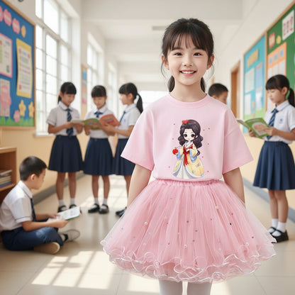Girl Summer Cute Cartoon Sweatshirts and Skirts