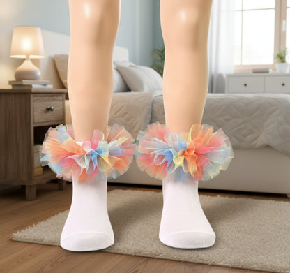1/8Prs Chaussettes de princesse duveteuses à volants